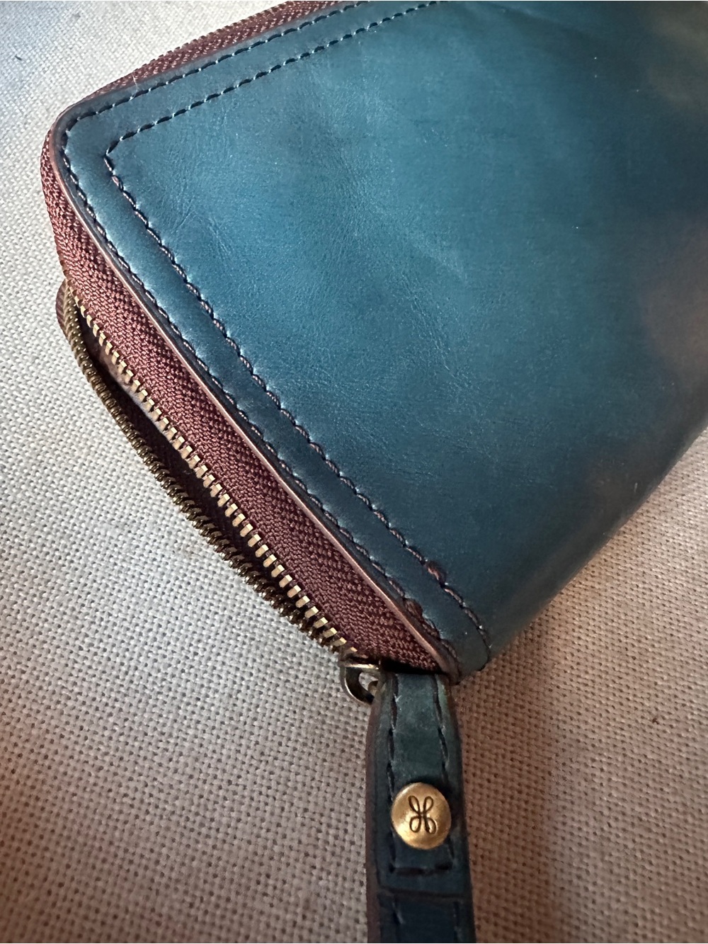 HOBO Rove Teal Leather Zip Around Wristlet Wallet - Picture 2 of 5